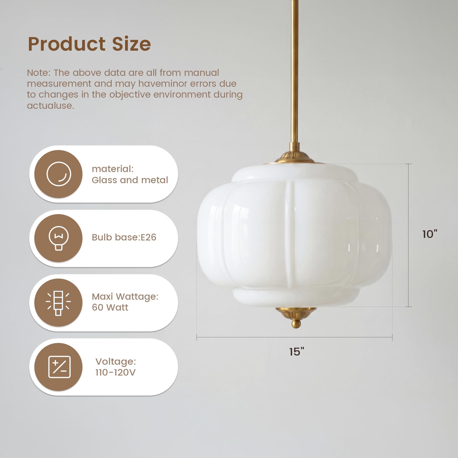 CKENSU Milk Glass Ceiling Light Fixture, White, 15 inch | Antique